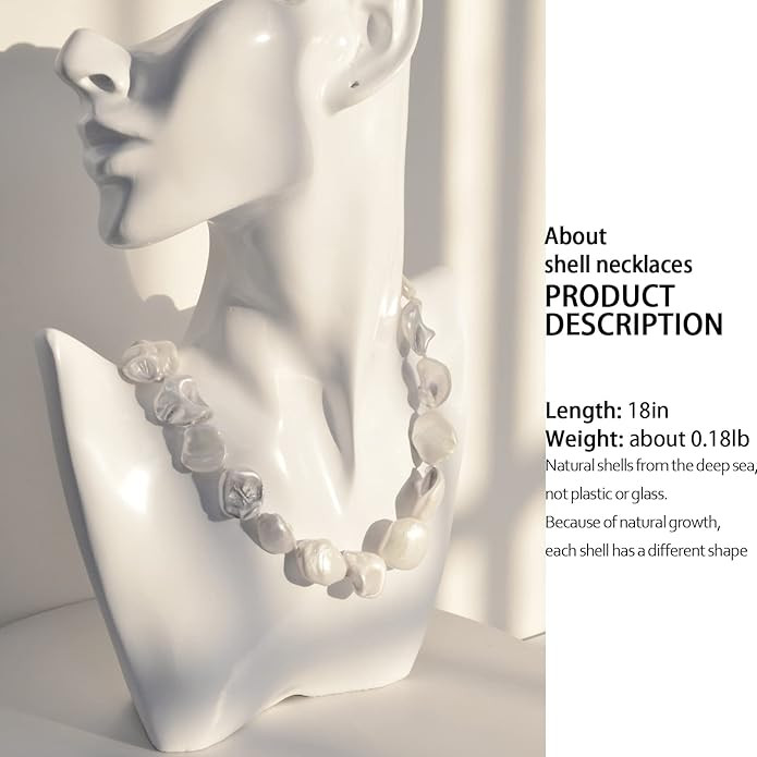 Pearl Choker Necklace for Women Boho Beaded Statement Necklace with Black White Large Freshwater ... | Amazon (US)