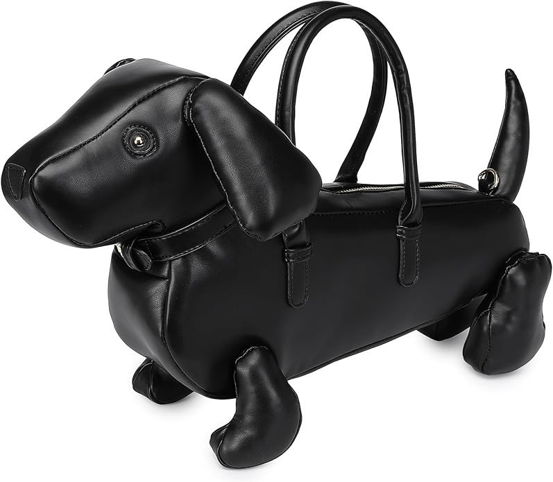 Women Fun Dog Shaped Crossbody Shoulder Bag Handbag PU Leather Unique Novelty Dog Shaped Purse | Amazon (US)