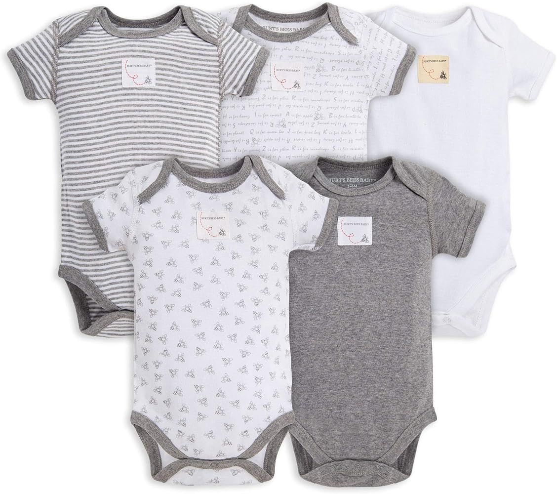 Burt's Bees Baby Unisex Baby Bodysuits, 5-Pack Short & Long Sleeve One-Pieces, 100% Organic Cotton | Amazon (US)