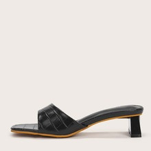 Premium Croc Embossed Chunky Heeled Sandals | SHEIN