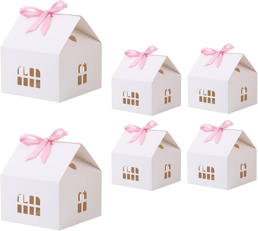 HAN SHENG 20 Pcs Bowknot House Shaped Gift Boxes Candy Boxes Wedding Favor Boxes Packing Boxes De... | Amazon (US)