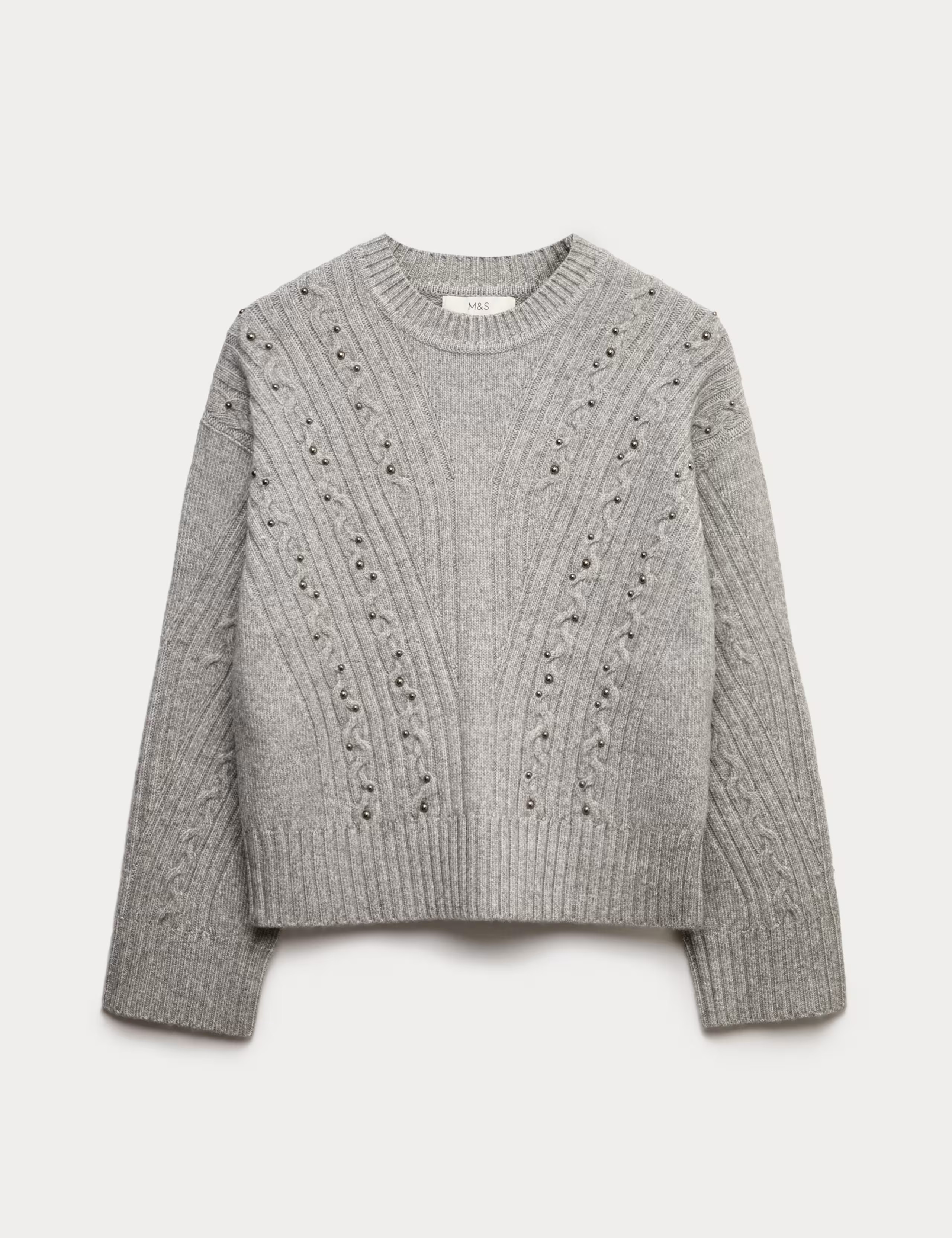 Cloud-Yarn Embellished Cable Knit Jumper | Marks & Spencer (UK)