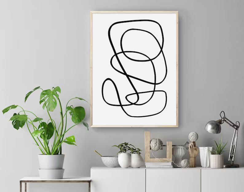 Abstract Scribble Line Art Drawing, Minimalist etsy home decor finds etsy favorites | Etsy (US)
