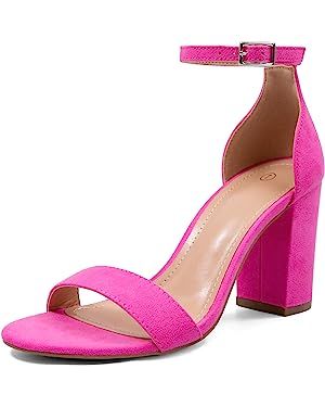 COASIS Women's Chunky Block Heels Open Toe Ankle Strap 3.5 Inch Heeled Sandals | Amazon (US)