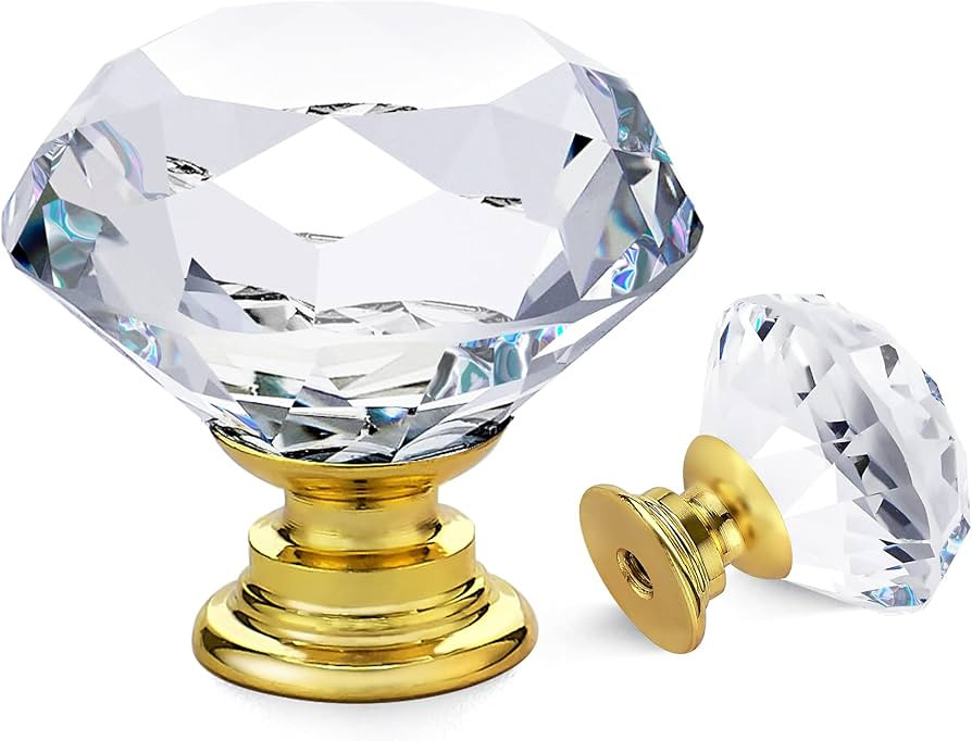 Ravinte 15 Pack Crystal Knobs for Dresser Drawers Glass Cabinet Knobs Diamond Shaped Drawer Knobs... | Amazon (US)