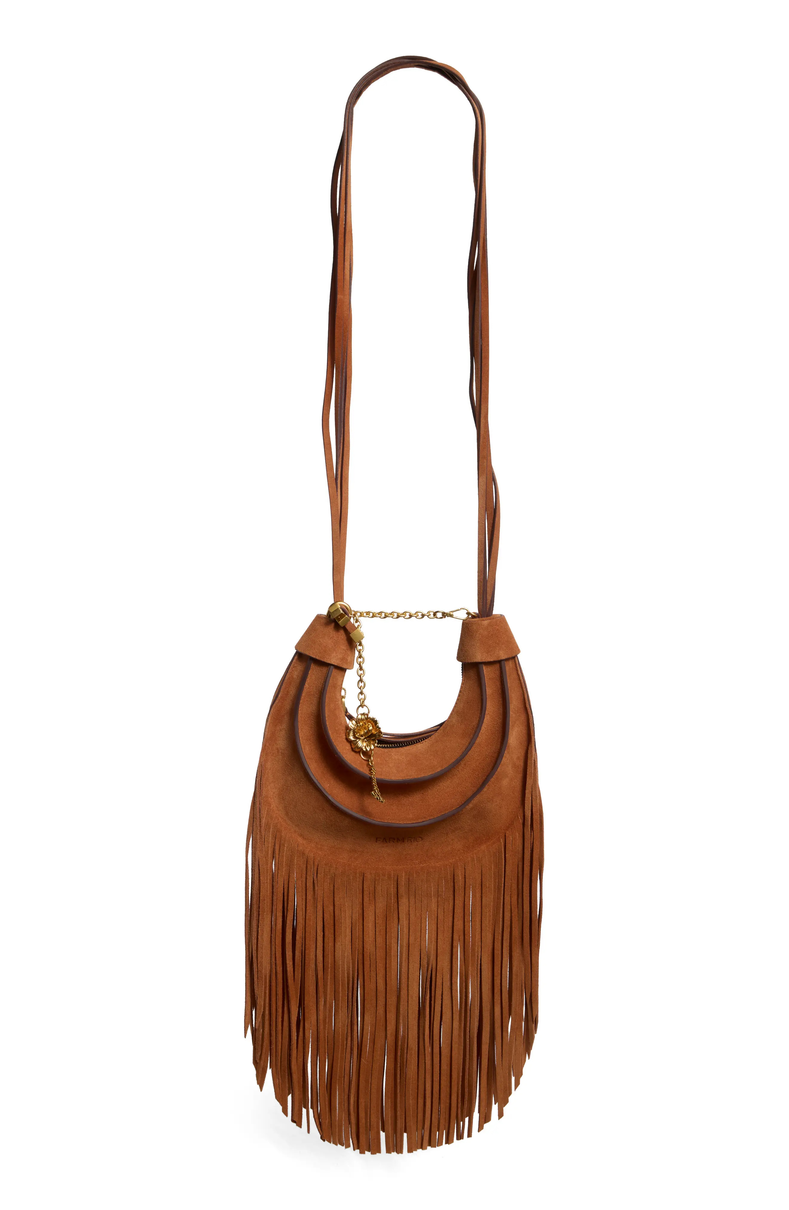 FARM Rio Fringe Leather Hobo Bag in Cuoio at Nordstrom | Nordstrom