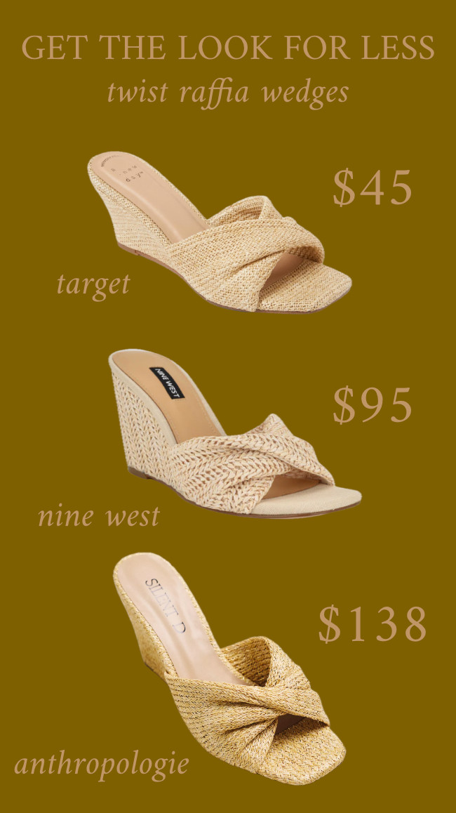 GET THE LOOK FOR LESS: twist raffia wedges 
.....................
anthropologie shoes anthropologie wedges anthropologie dupe target dupe target shoes nine west dupe nine west shoes target shoes target new arrivals target finds viral target finds low wedges nude heels straw heels straw wedges anthropologie new arrivals spring sandals summer sandals under $50 wedges under $50 sandals under $100 wedges under $100 low wedges low heels plus size heels summer outfit spring outfit summer wedding spring wedding spring break outfit  raffia sandal straw sandal 

 

#LTKTravel #LTKSpringSale #LTKOver40