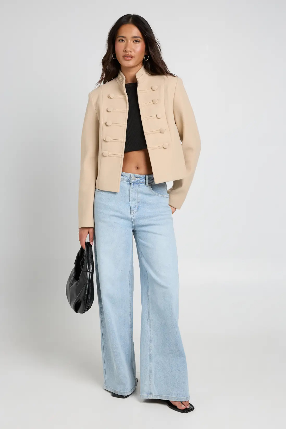 Stone Military Cropped Jacket | Boohoo | Boohoo.com (UK & IE)