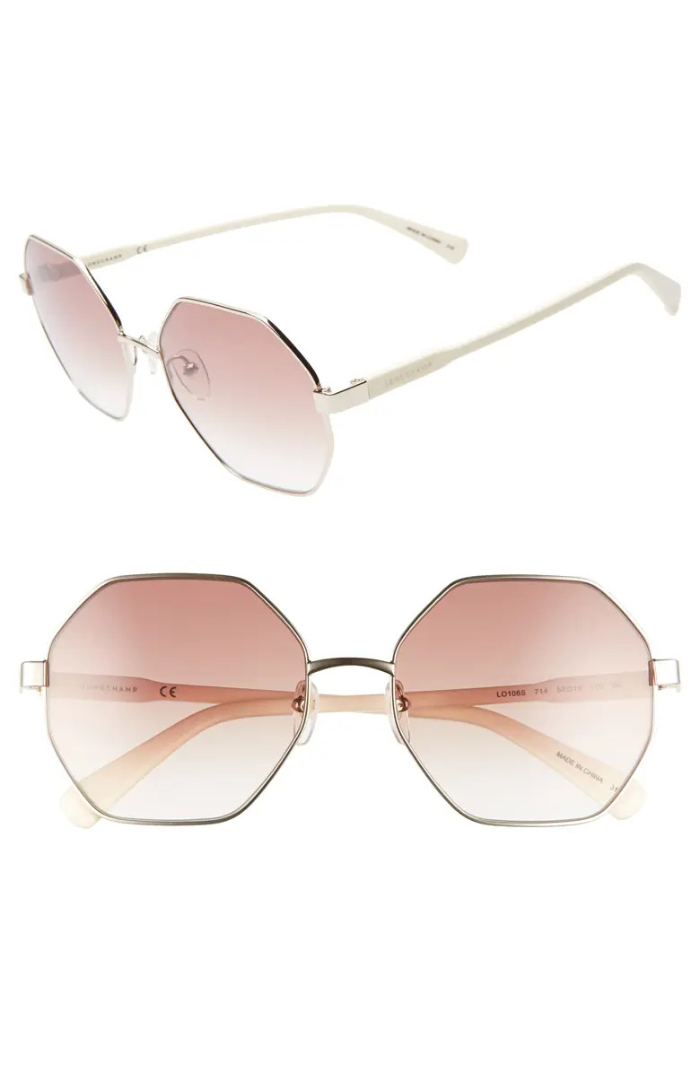 Le Pliage 57mm Gradient Octagonal Sunglasses | Nordstrom