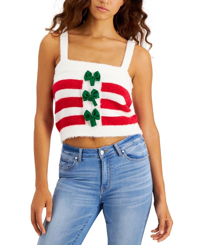 Hooked Up by IOT Juniors' Holiday Bow-Front Tank  & Reviews - Sweaters - Juniors - Macy's | Macys (US)