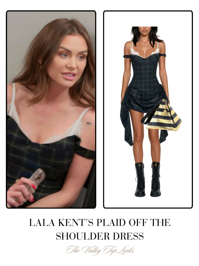 Lala Kent's Plaid Off The Shoulder Dress is by Innovare Denim  

 