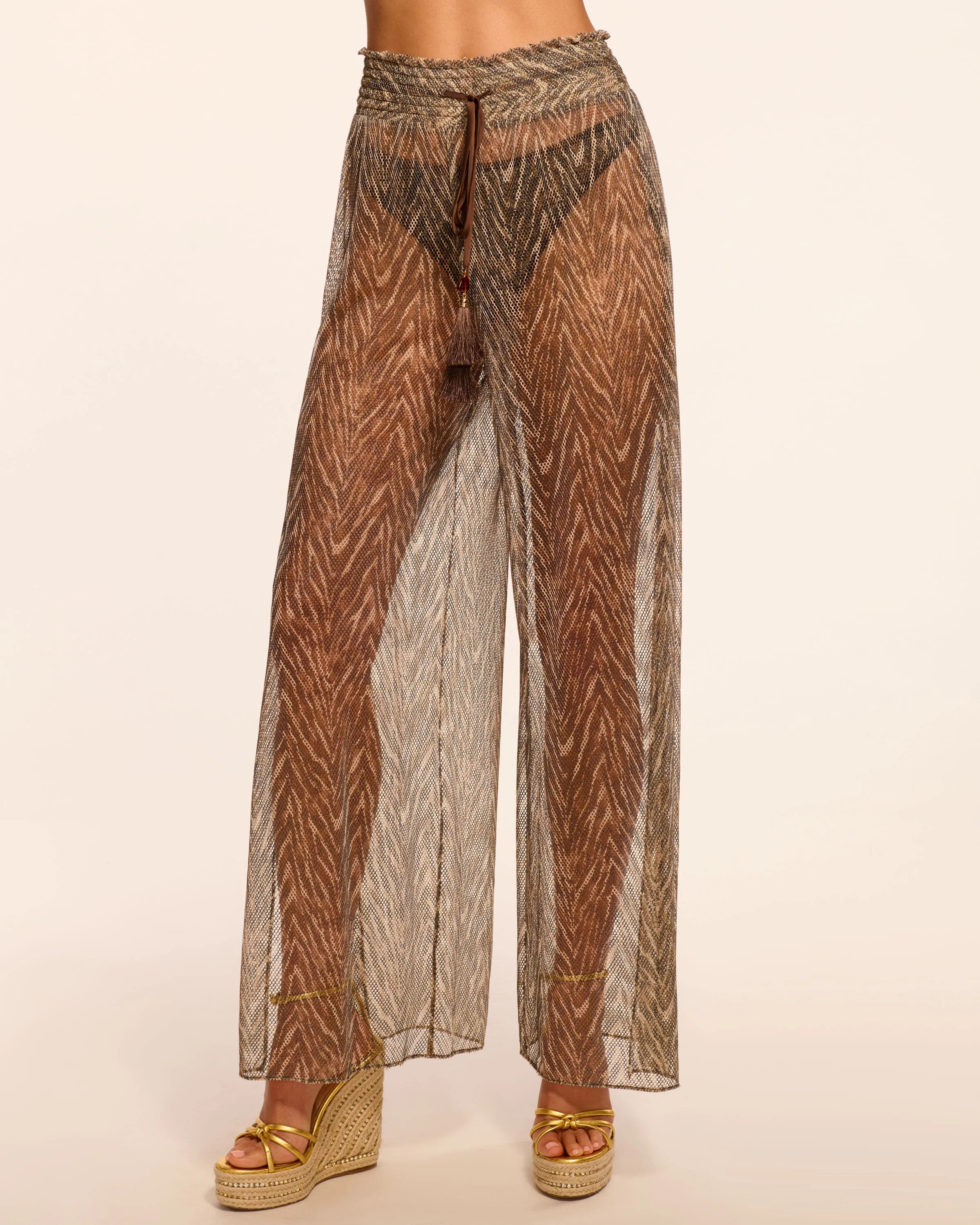Priya Wide Leg Coverup Pant in Brown zebra | Ramy Brook