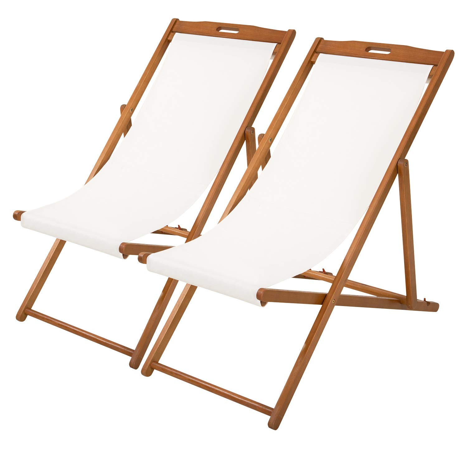 FDW Beach Sling Patio Chair for Relaxing, Foldable with Adjustable Height Made from Eucalyptus Wo... | Amazon (US)