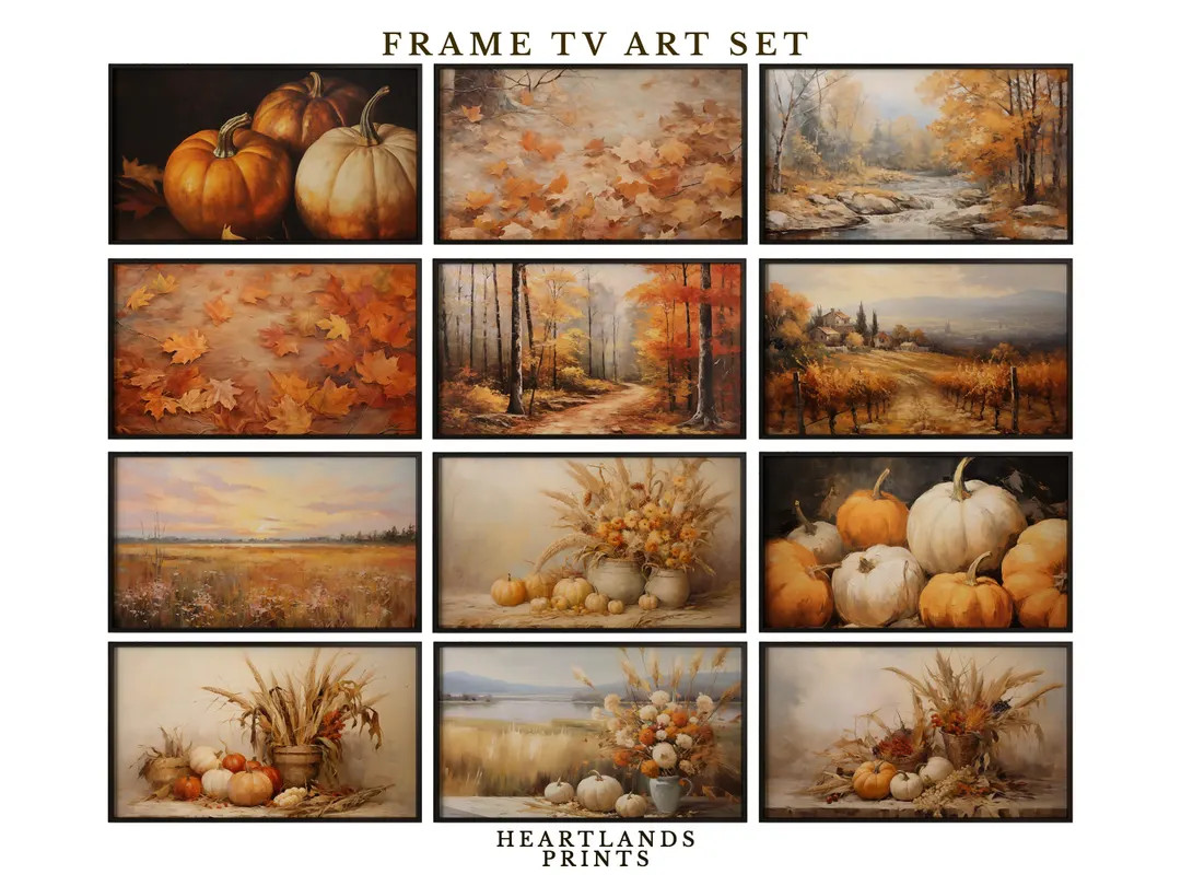 Fall Frame TV Art Set of Autumn Landscape Paintings for Samsung Frame TV, Set of Frame TV Artwork... | Etsy (Global)