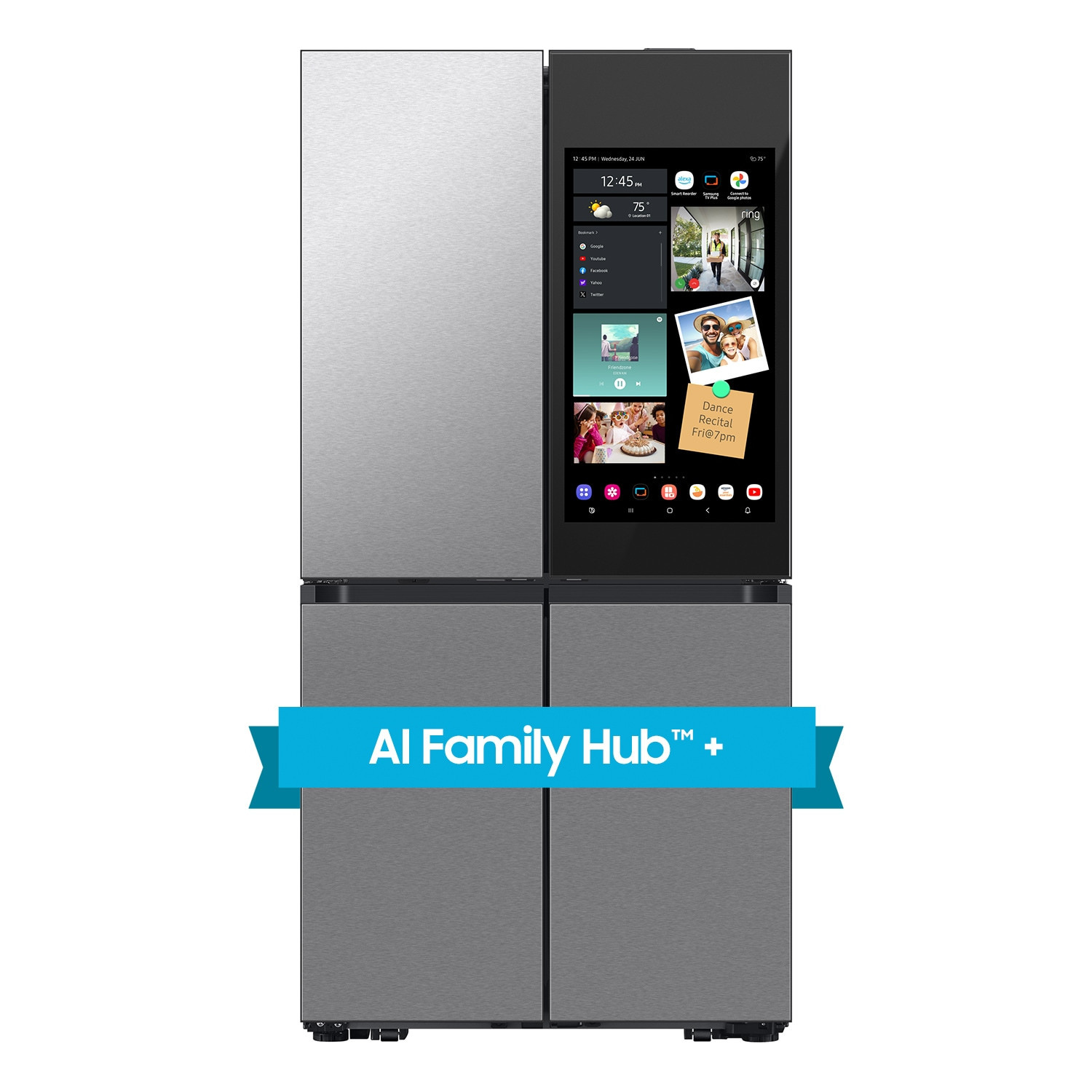 Samsung Bespoke 28.6-cu ft 4-Door Smart French Door Refrigerator with Dual Ice Maker and Water Dispenser and Door within Door (Stainless Steel) | Lowe's