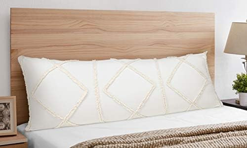 Bohemian Boho Chic Ivory Macrame Tufted Tassel Accent Decorative Couch Long Throw Zipper Body Pillow | Amazon (US)
