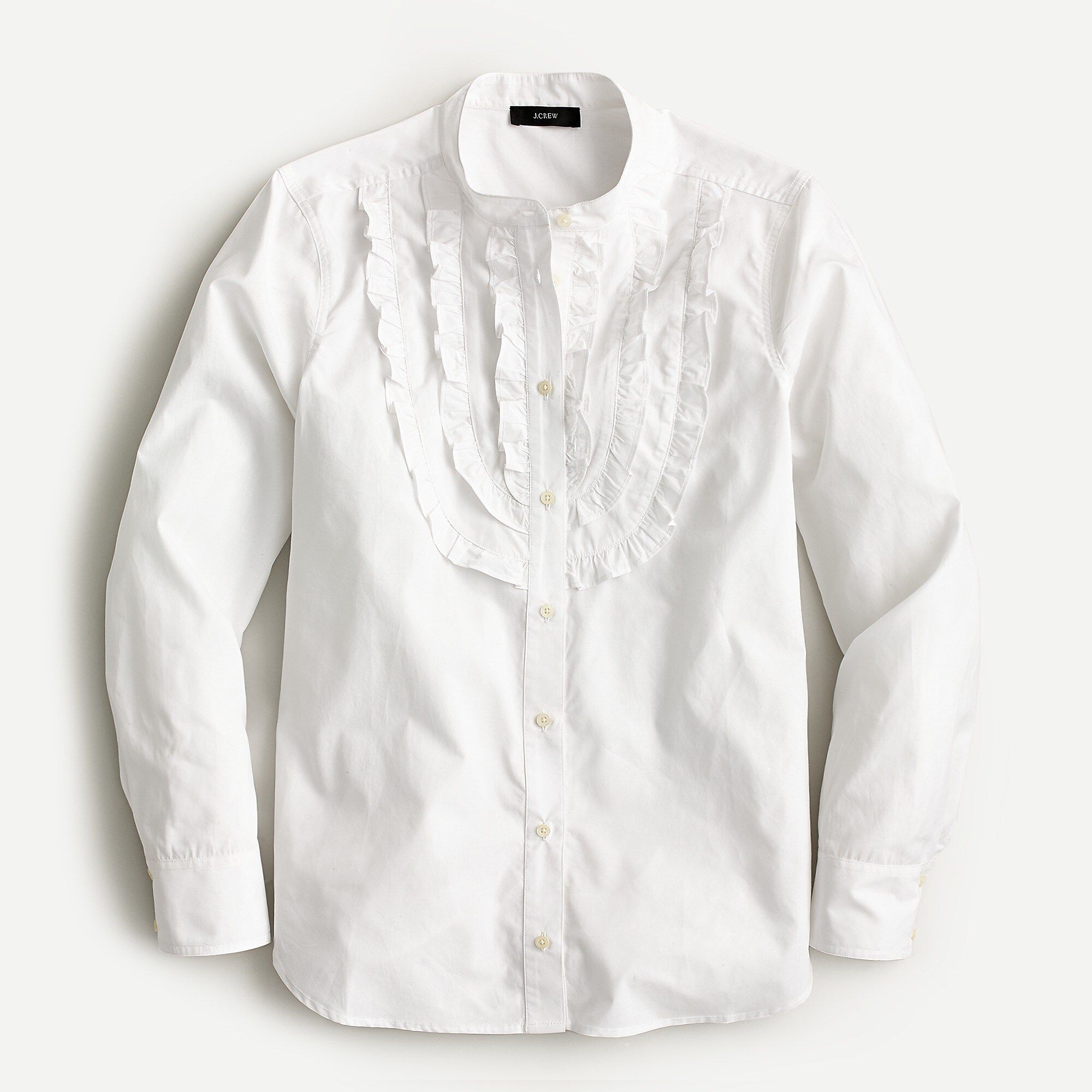 Band-collar ruffle-front shirt | J.Crew US