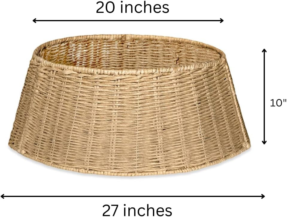 Farmhouse Christmas Tree Collar - Rustic Holiday Decoration - Natural Woven - Base Cover for Chri... | Amazon (US)