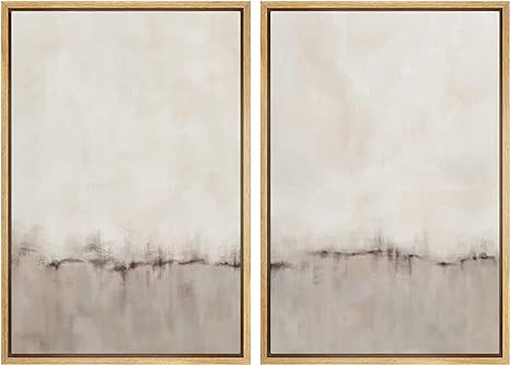 MUDECOR Framed Canvas Print Wall Art Set Watercolor Pastel Duotone Tan Landscape Abstract Shapes ... | Amazon (US)