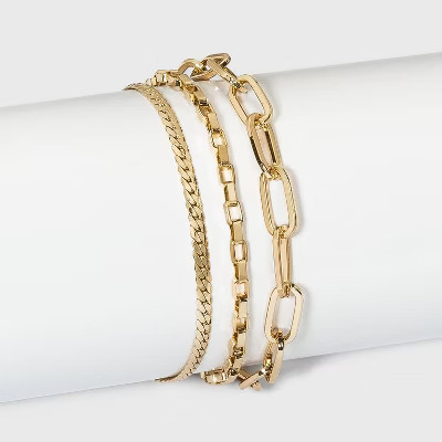 Paperclip Chain Bracelet Set - A New Day™ Gold | Target
