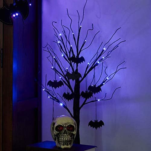 Amazon.com: PEIDUO 2 FT Black Halloween Tree with 24 Purple Lights and 8 Bat Halloween Tree Ornam... | Amazon (US)