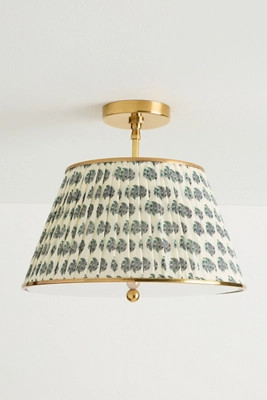 Lee Brass 16" Ruched Printed Semi-Flush Mount Light | Anthropologie (US)