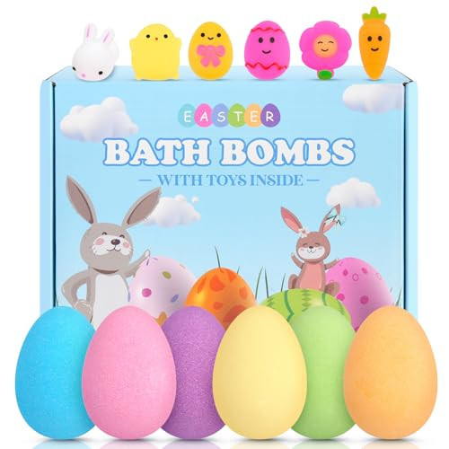 Babycop Easter Basket Fillers – 6 Pack Easter Bubble Bath Bombs with Surprise Inside, Colorful & Scented Bath Bomb Gift Set, Easter Holiday Spa Gifts, Fun Bath Bombs | Amazon (US)