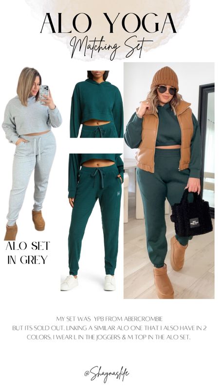 Linking my alo set because a lot of you were wanting the Abercrombie one but it sold out. The grey set I’m wearing is the alo one. I wear a size L in joggers and M in the top. 
#aloyoga #alo #nordstrom 

#LTKFind #LTKfit #LTKstyletip