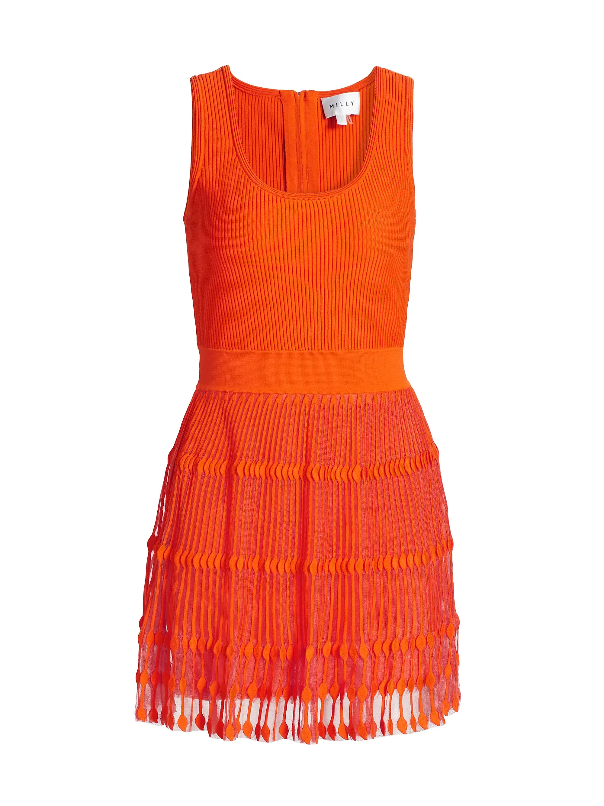 Milly Sheer-Knit Sleeveless Flare Minidress | Saks Fifth Avenue | Saks Fifth Avenue