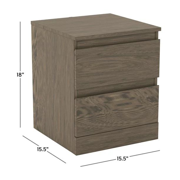 Brindle Low Profile Nightstand with 2 Drawers and USB, Gray Oak, by Hillsdale Living Essentials | Walmart (US)
