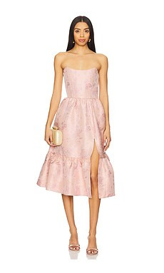 V. Chapman Virginia Midi Dress in Light Pink Windsor Brocade from Revolve.com | Revolve Clothing (Global)
