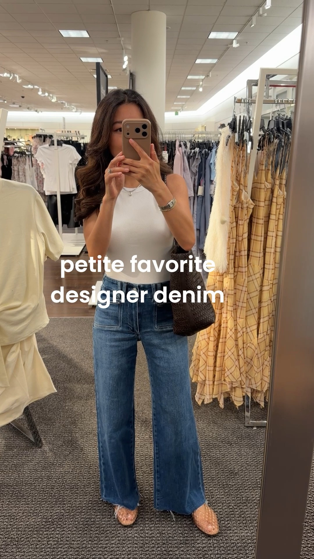 Sizing info below: favorite NSale petite friendly designer denim 
• Paige Anessa jeans sz 24 regular my wash is old, style is the same.
Anessa also comes in full length petite sizing (linked under similar)
• Madewell tank xxs
• Dolce Vita jelly flats 5, size down if between sizes
• Madewell tote 
• Lili Claspe two tone necklace - found code stephie20 for 20% off!

#LTKPetite #LTKSaleAlert