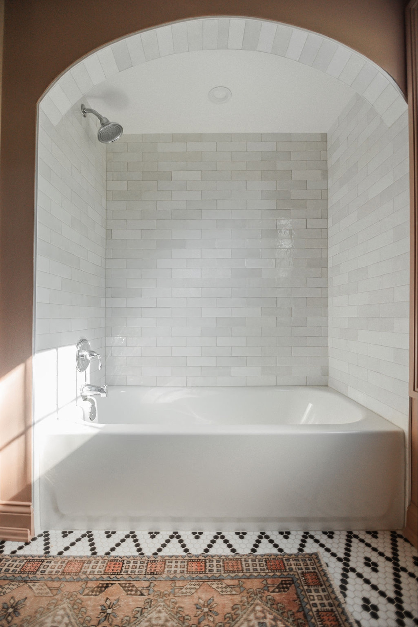 EG Hall Bath Tile Sources 
Shower Walls - Bedrosian Cloe in White & Grout Mapei Alabaster 
Floors: Argyle Hex Mosaic Grout Mapei Alabaster 


#LTKhome