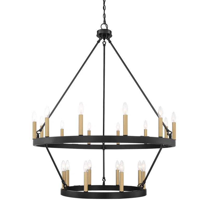 Finchley 20 - Light Candle Style Wagon Wheel Chandelier | Wayfair North America