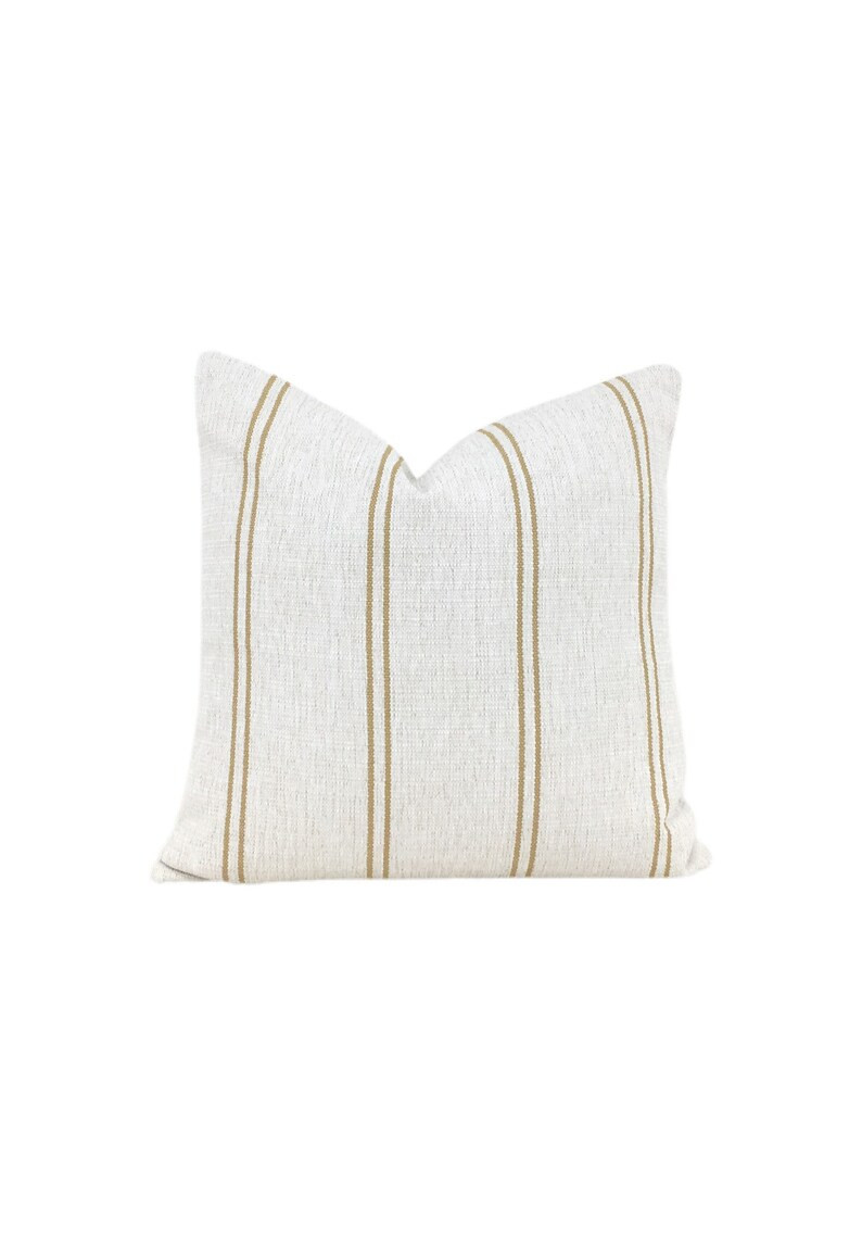 Modern Farmhouse Striped Pillow Cover // Yellow Stripe // | Etsy | Etsy (US)