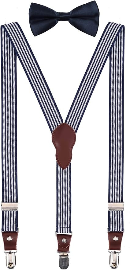Shark Tooth Boys' Men's Suspenders and Bow Tie Set Y-Back Adjustable | Amazon (US)