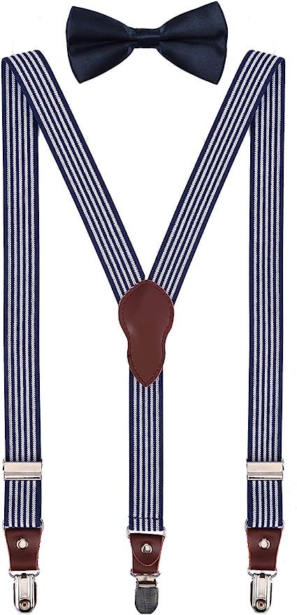 Shark Tooth Boys' Men's Suspenders and Bow Tie Set Y-Back Adjustable | Amazon (US)