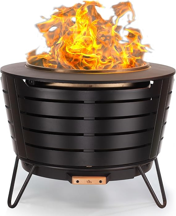 TIKI Patio Smokeless Outdoor Fire Pit, 25-Inch Wood-Burning Bonfire with Removable Ash Pan, Stand... | Amazon (US)