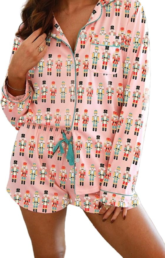 Apvirdy Women's Christmas Pajamas Casual Loose Nutcracker March Long Sleeve Button Up 2pcs Pajama... | Amazon (US)