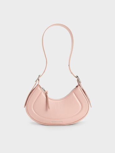 Pink Petra Curved Shoulder Bag | CHARLES & KEITH | Charles & Keith US
