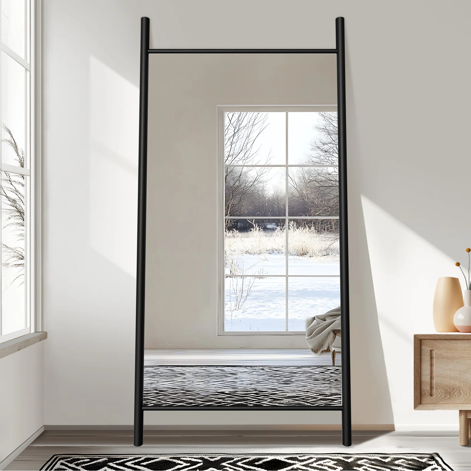Ebern Designs Merienne Wood Dowel Floor Mirror Wall Mirror & Reviews | Wayfair | Wayfair North America