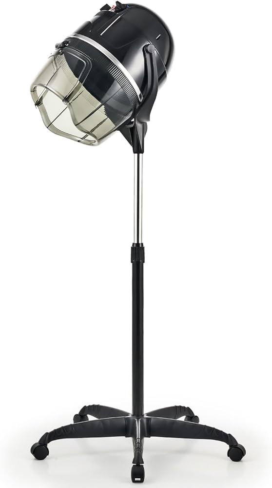 CO-Z 1300W Black Hooded Hair Dryer with Stand, Adjustable Height, 360 Swivel, Wheels, Temperature... | Amazon (US)