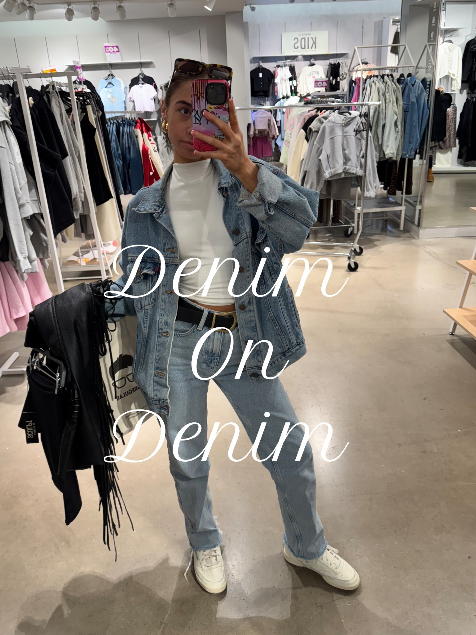 Denim on Denim action 

Obsessed with this city outfit 

Shopping outfit, denim outfit, New York City, nyc outfit 

#LTKFestival #LTKSeasonal #LTKFindsUnder50
