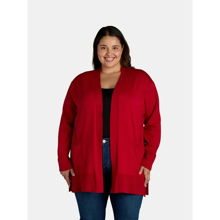 Terra & Sky Women's Fine Gauge Cardigan, Lightweight; Sizes 0X-4X - Walmart.com | Walmart (US)