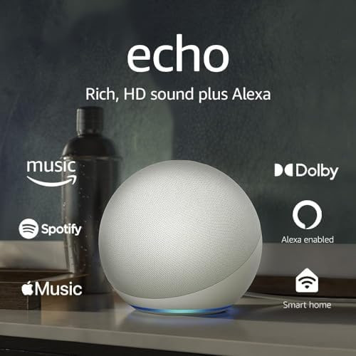 Amazon Echo (4th Gen) | With premium sound, smart home hub, and Alexa | Glacier White | Amazon (US)