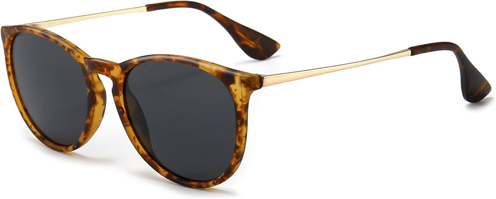 SUNGAIT Vintage Round Sunglasses for Women Men Girl Classic Retro Designer Style (Polarized Grey ... | Amazon (US)