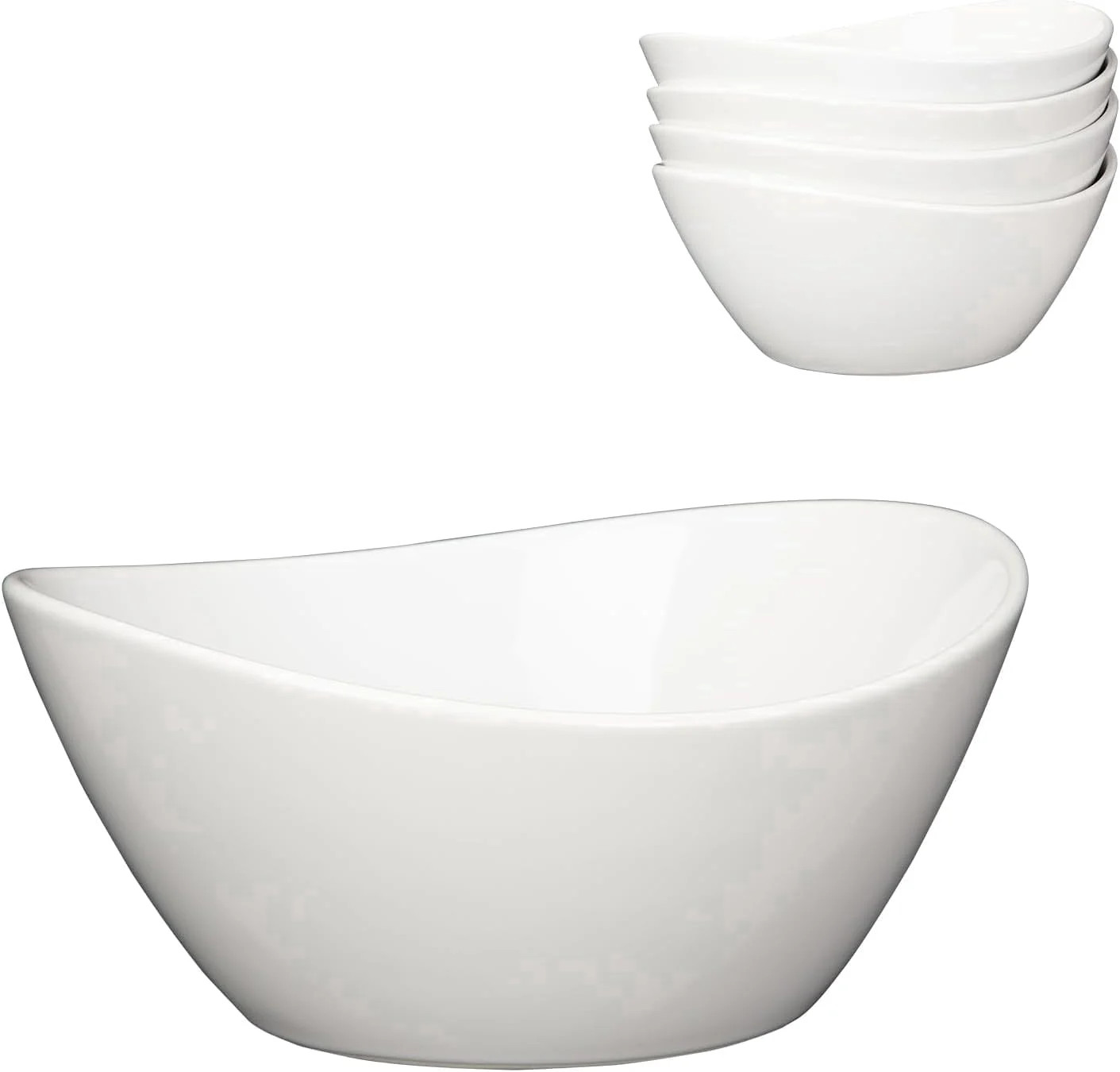 Set of 4 Large 42oz Porcelain Serving Bowls – 8" Oval Ceramic Bowls – Microwave & Dishwasher ... | Walmart (US)