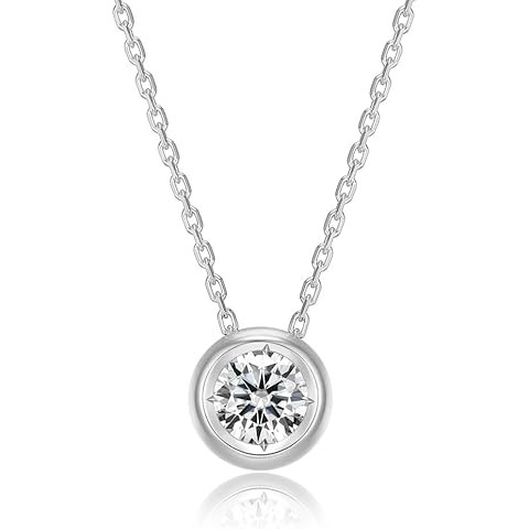BERRICLE Sterling Silver CZ Solitaire East-West Wedding Pendant Necklace for Women, Cubic Zirconi... | Amazon (US)