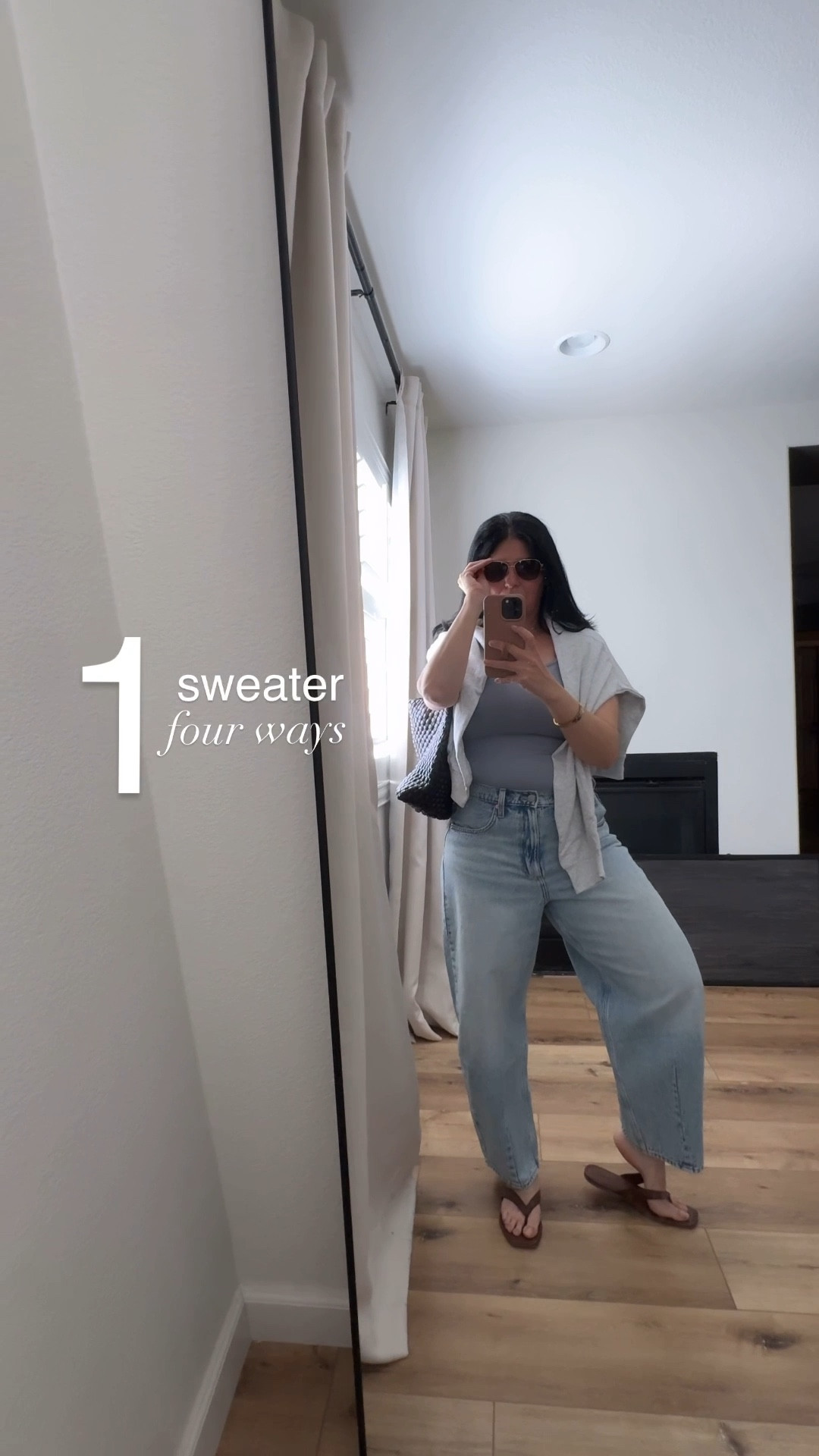 1 sweater 4 ways for spring  //: outfit details below: 

outfit 1: bodysuit medium, sweater large, pants 10 

outfit 2: large in the sweater, medium in the tee. Jeans are the  the 90s Straight Ultra High Rise in the medium wash (mine are 2+ years old) 
shoes: are also old but linked a few low profile shoes that would be cute with spring & summer jeans. 

outfit 3: sweater large. Leggings are a favorite are so so soft!!!!! I own like 4 or 5 black pairs at this point. Shoes are like walking on clouds! 

outfit 4: large in the tee, large in the sweater, Jeans are the  the 90s Straight Ultra High Rise in the medium wash (mine are 2+ years old). The sandals are a staple for spring and summer! 

Let me know if I can help! Have a good day


#LTKootd #LTKSpringSale #LTKmomlife