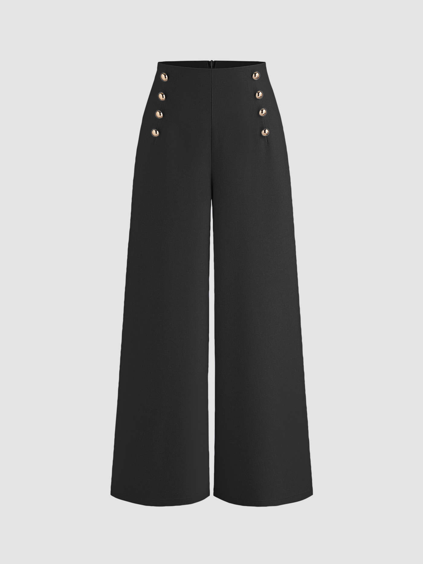 Woven Metal Button Front Wide Leg Pants  For Daily Casual Work | Cider